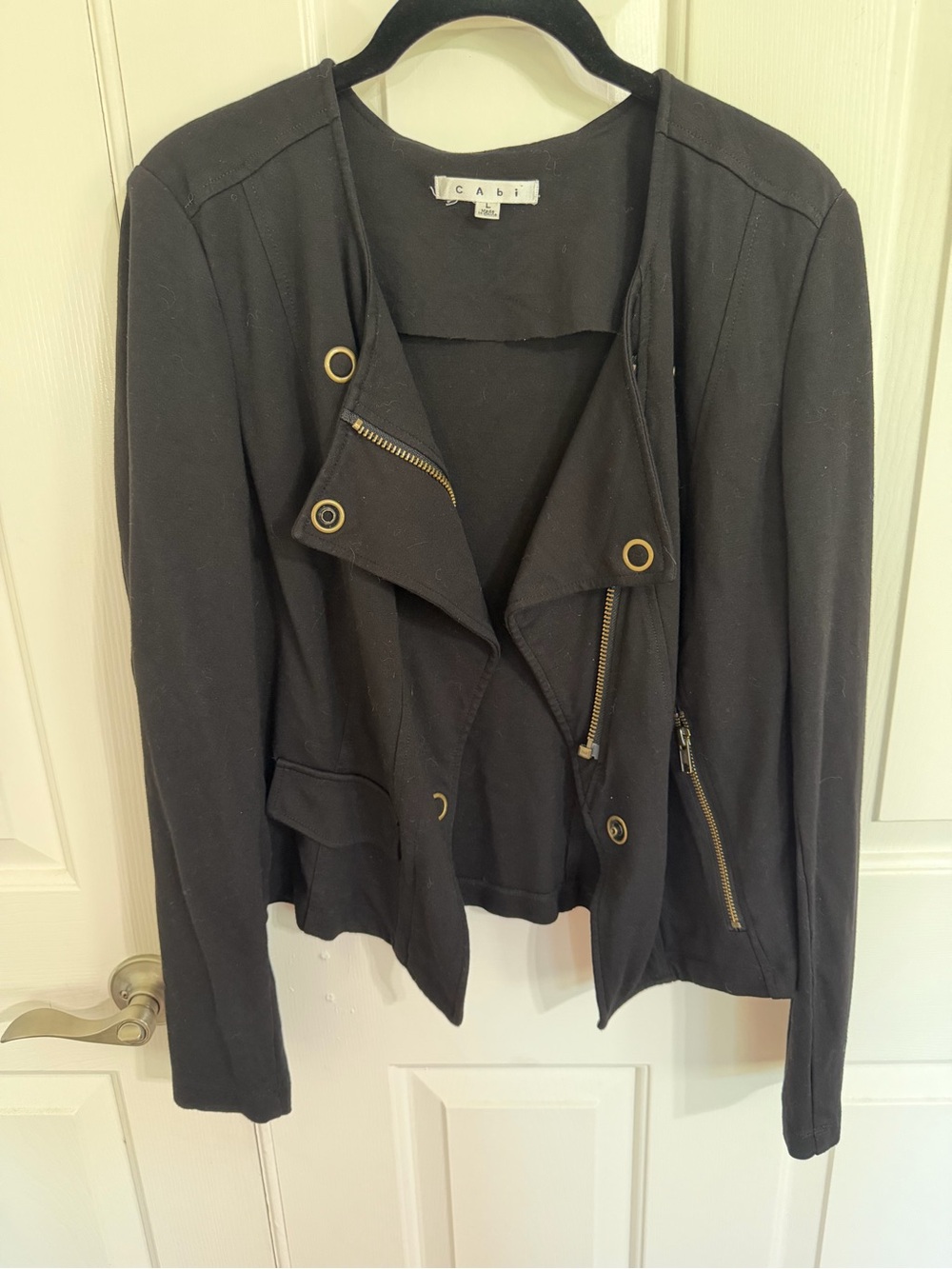 CAbi Moto Jacket - Black Utility Moto Jacket with Bronzed Gold Hardware